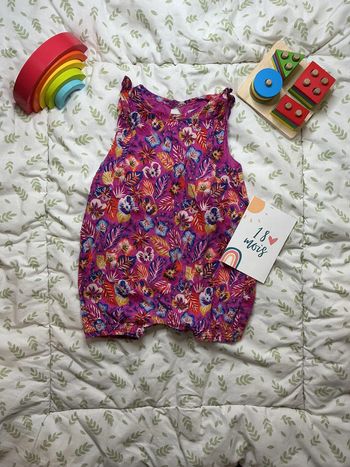 barboteuse violet motifs fleurs colorés pressions entre les jambes du pareil au même 18 mois