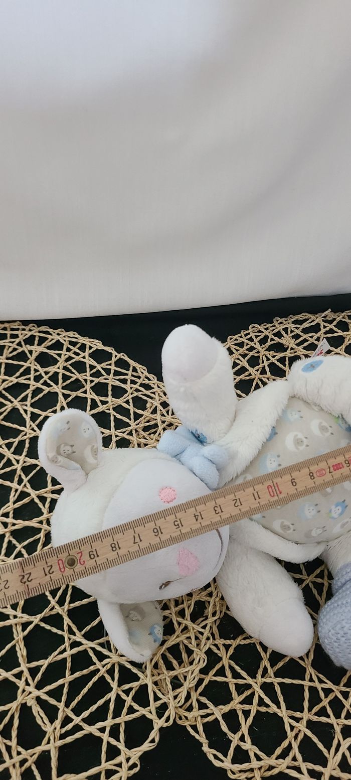 Doudou Mouton Blanc Bleu Tricot NICOTOY - photo numéro 2
