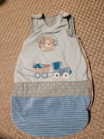 Gigoteuse Hiver Velours "Voyage & Animaux" - Bleu Ciel