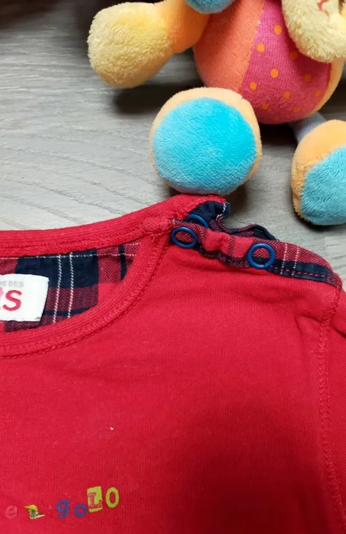 T shirt manches longues rouge Super cowboy 24 mois garçon La compagnie des petits - photo numéro 4