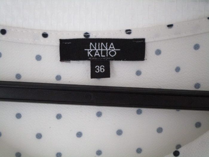 Blouse crème pois marine Nina Kalio 36 TBE - photo numéro 8