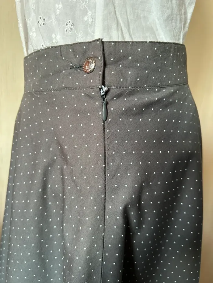 🩶🌸Jupe longue à pois bohème coton gris M/38 cottagecore Oktoberfest Berwin&Wolff polka dots skirt🌸🩶 - photo numéro 11