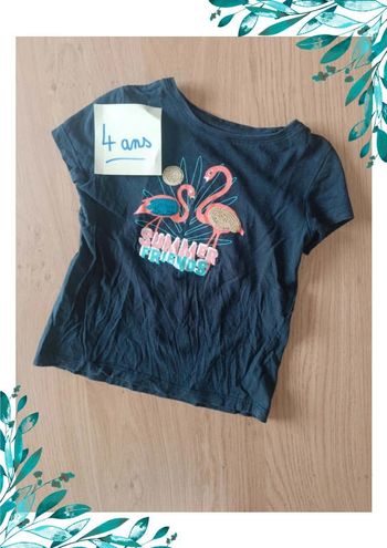 T-shirt 4 ans flamants roses