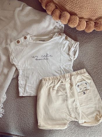 Ensemble short et tee-shirts vertbaudet beige