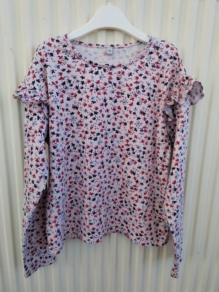 🩷Blouse rose fleurie 12 ans