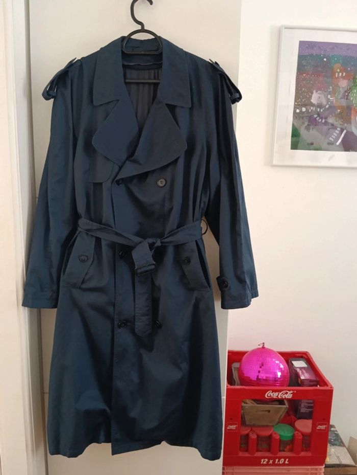Trench long ceinturé bleu marine taille 48 - photo numéro 2