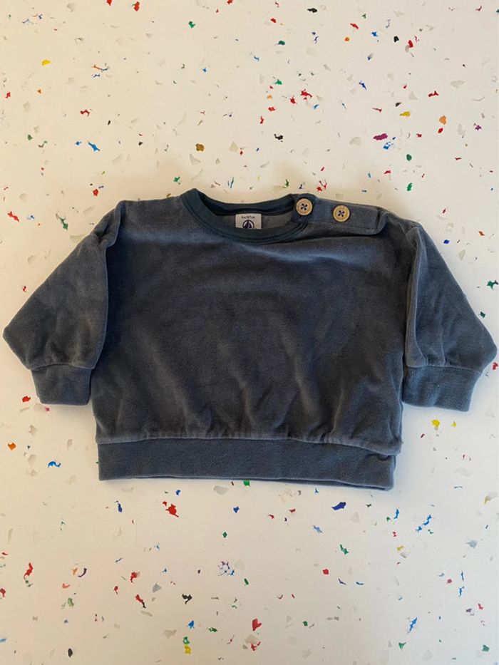 Sweat molletonné gris 6 mois Petit Bateau