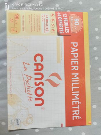 Papier millimétré canson pochette x16 feuilles 90g/M2 A4 21x29,7cm Réduction jusqu'à -70%