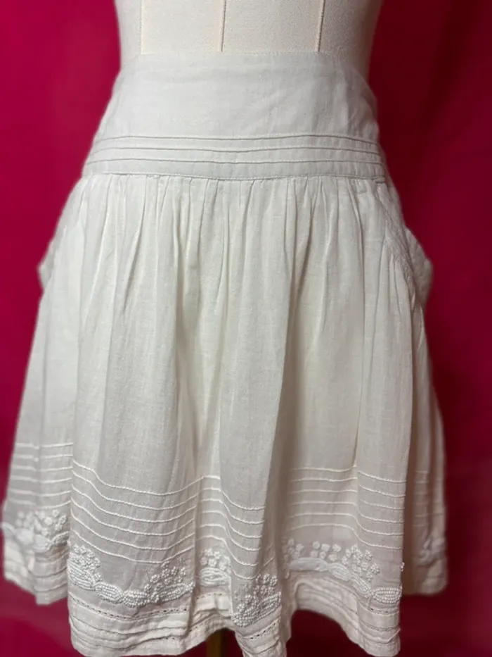 Jupe courte blanche perlée Sandro – 100% coton, taille 36, style bohème chic - photo numéro 3