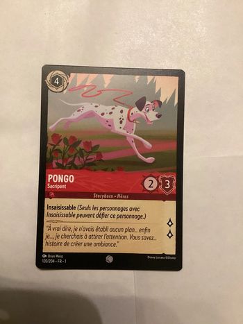 carte disney ravensburger lorcana FR pongo héros 120/204.FR.1  Non foil première édition