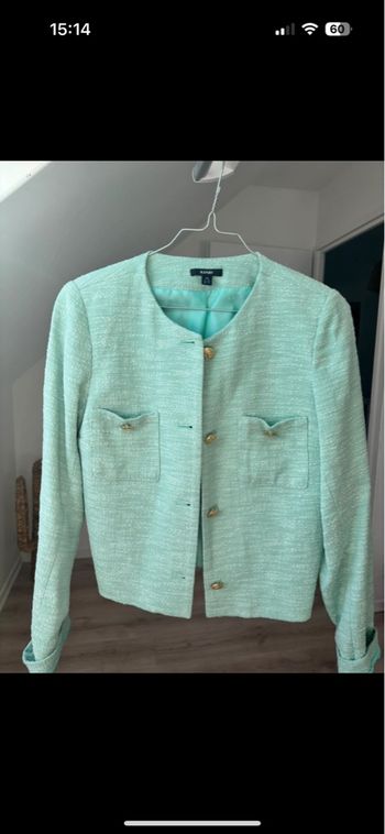 Veste type tweed turquoise