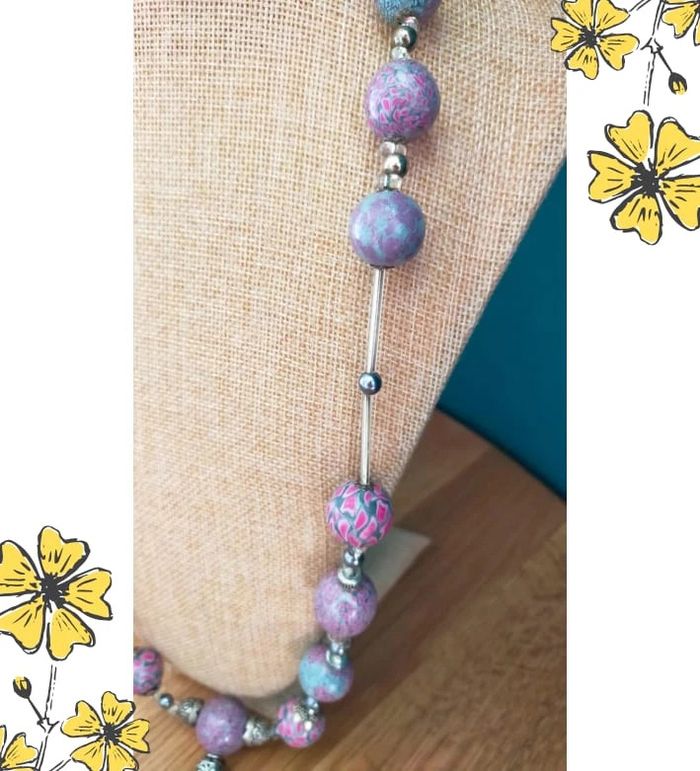 Collier fée en perles de pâte polymère – Pièce artisanale _ Collection Nuances de Rose - photo numéro 10