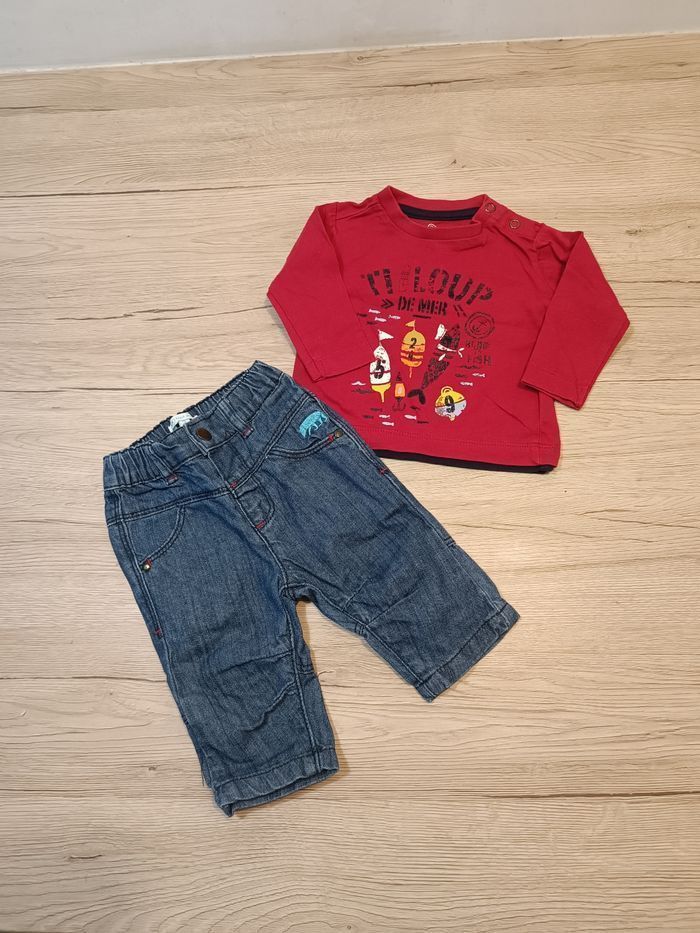 Ensemble tee-shirt manche longue jean 3 mois