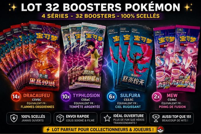 🔥 LOT BOOSTERS POKÉMON – 32 BOOSTERS – PRIX COÛTANT 🔥 - photo numéro 1