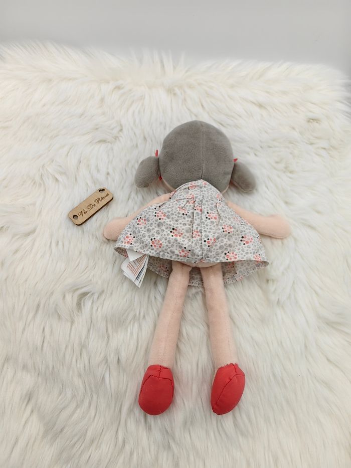 Doudou Poupée tissus chiffon beige gris blanc rose rouge Obaibi - photo numéro 4
