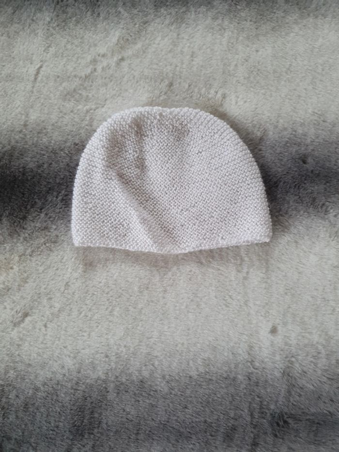 Bonnet en maille fine blanc 6mois
