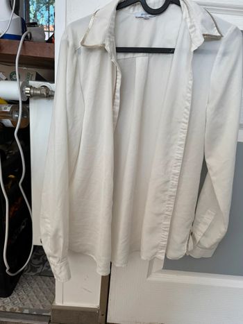 Chemisier blanc femme avec sequin doré phildar 38