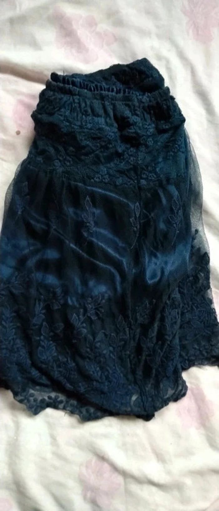 Jupe de fête volantée en tulle et broderies marine femme taille unique it hippie - photo numéro 8