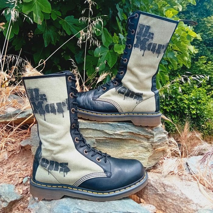 Dr. Martens cuir et toile beige modèle rare 42