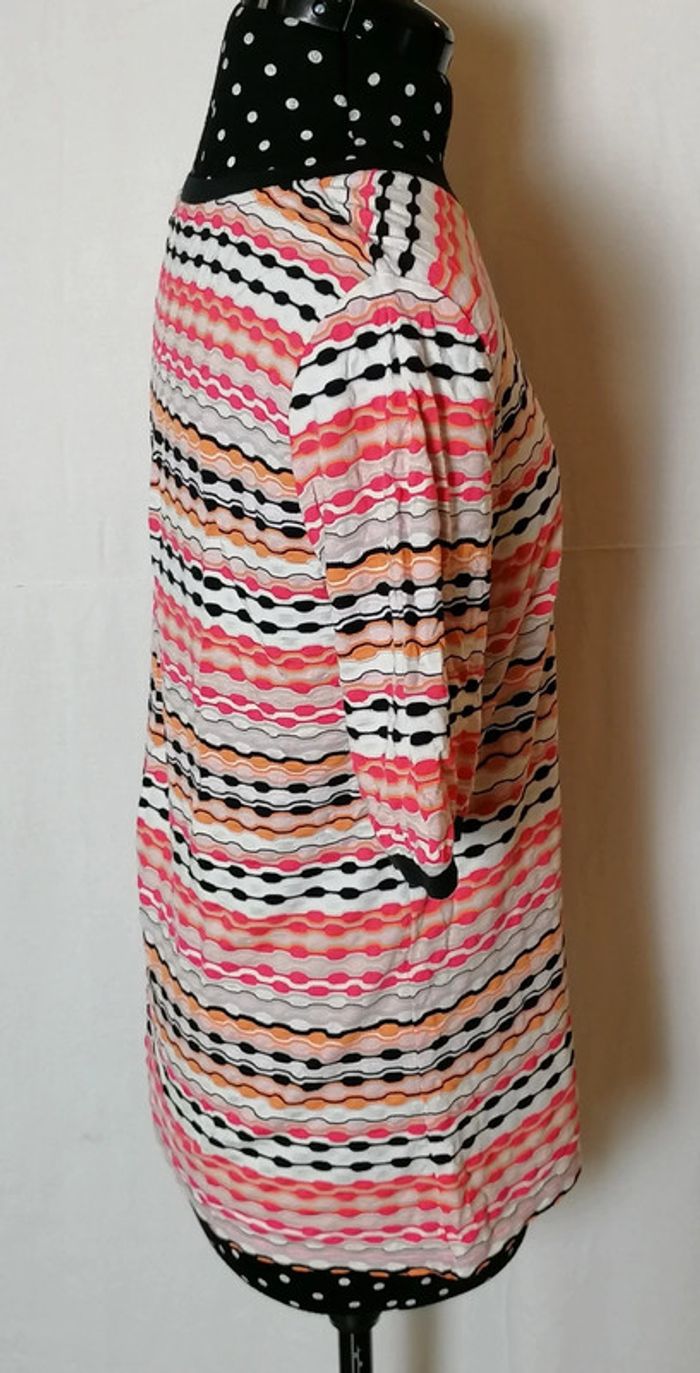 Top / tee-shirt fluide rayures strech orange blanc rose noir taille 38 Betty Barclay - photo numéro 4