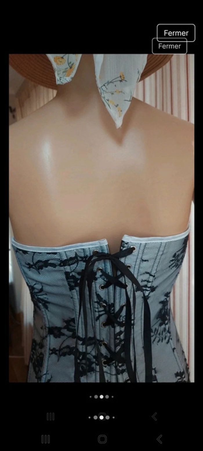 Corset Alcatraz Gothic blanc/noir taille M - photo numéro 8