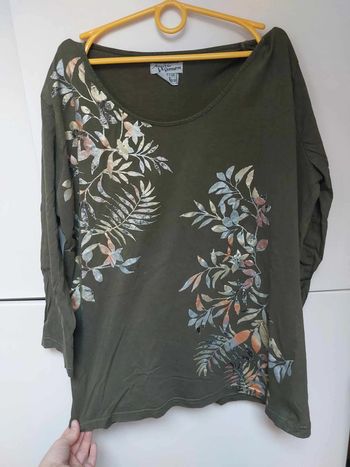 tee shirt kaki a fleur