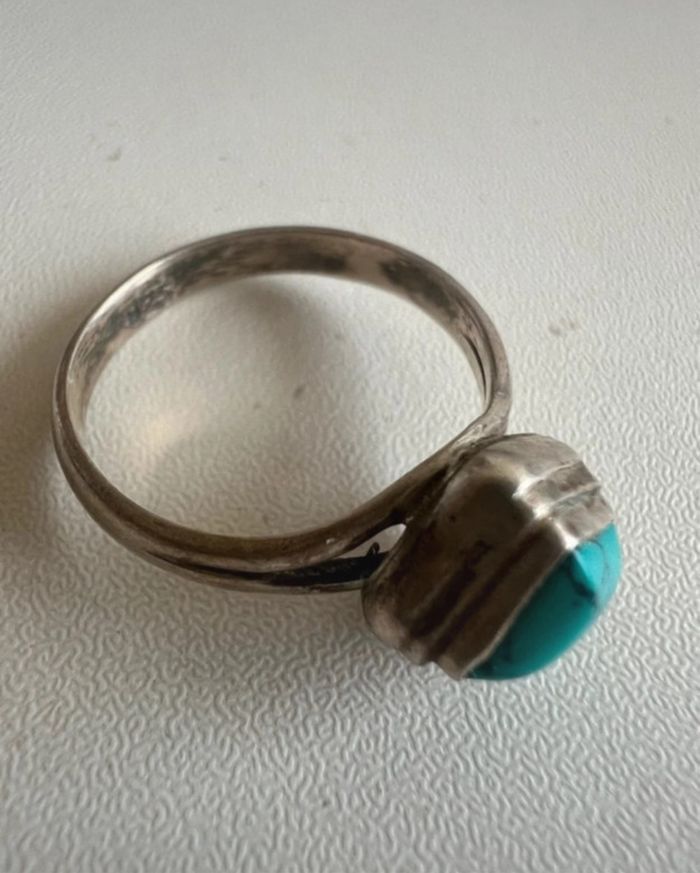 Bague en argent 925 femme a pierre bleu turquoise bijoux gris argenté accessoire de mode poinçonné - photo numéro 8