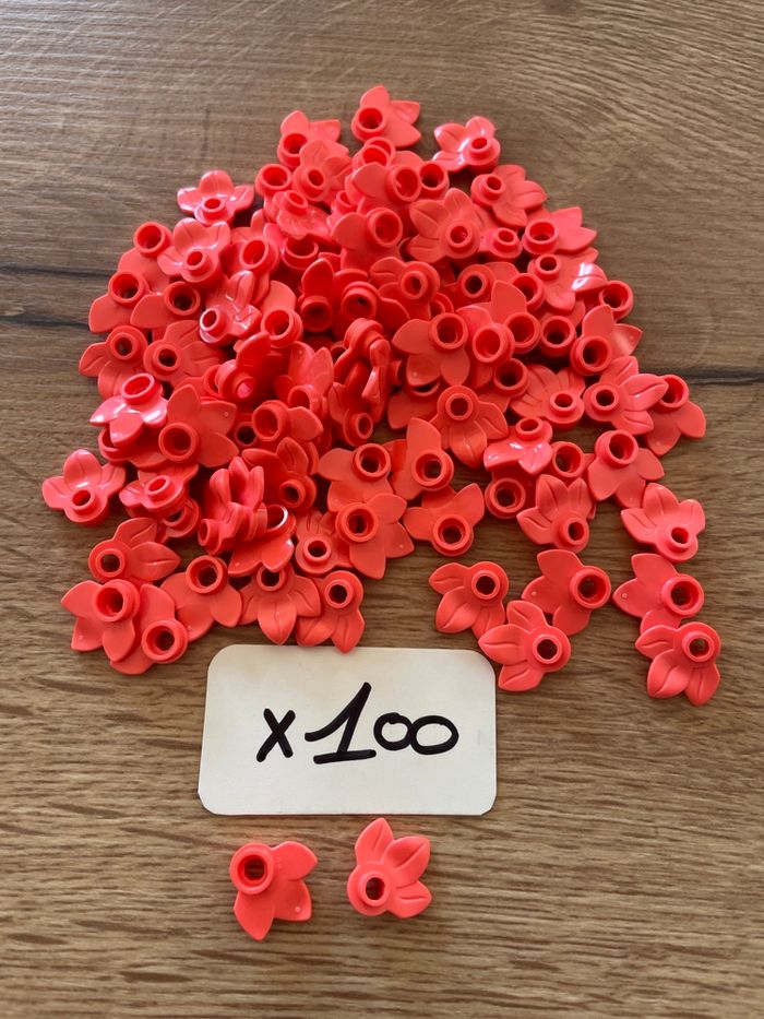 Lot de 100 feuilles plate LEGO corail réf 32607