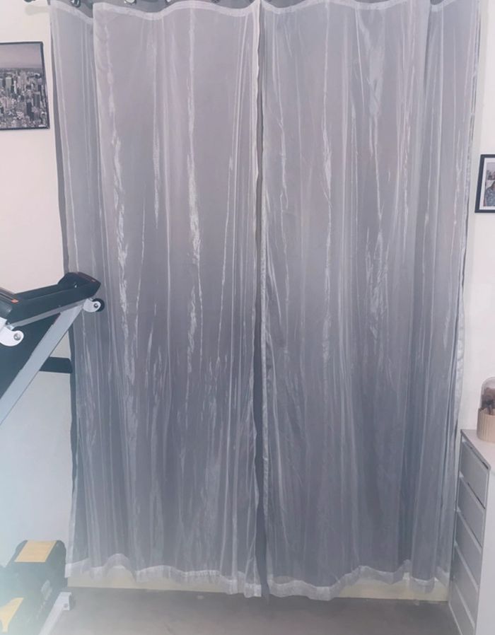 Lot de deux rideaux occultant avec voilage - photo numéro 3