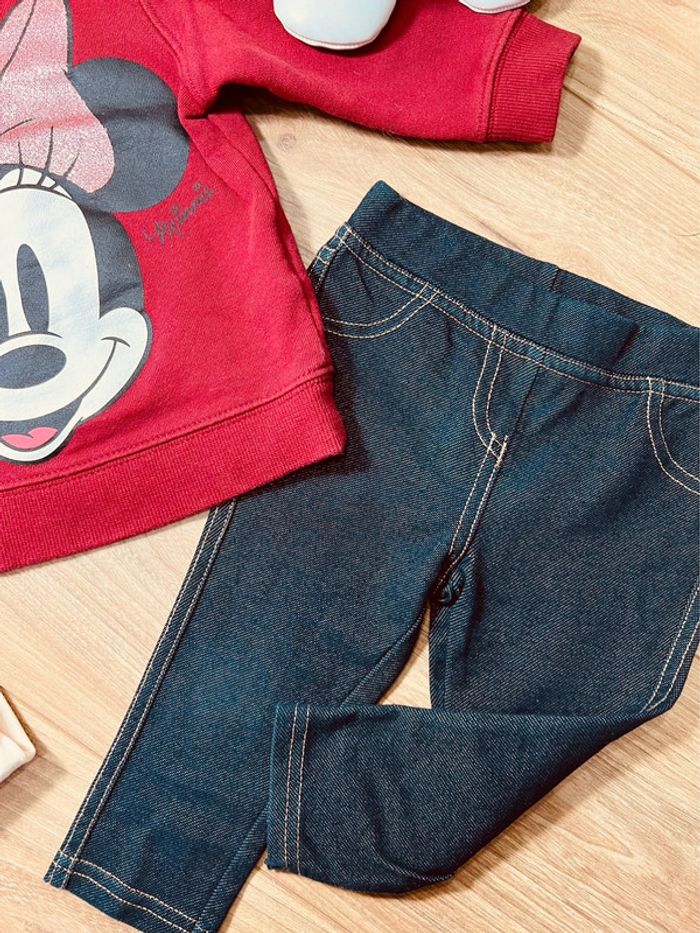 Taille 6 mois tenue 3p fille Disney écru bordeaux et bleu brut * Minnie * 🎀 - photo numéro 3