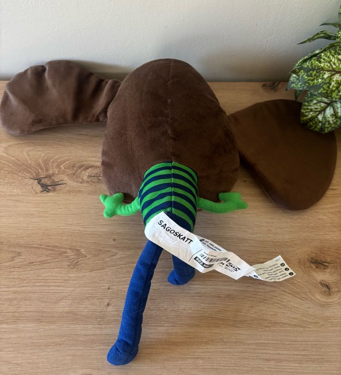 Doudou peluche chien grandes oreilles marron vert bleu ikea - photo numéro 3