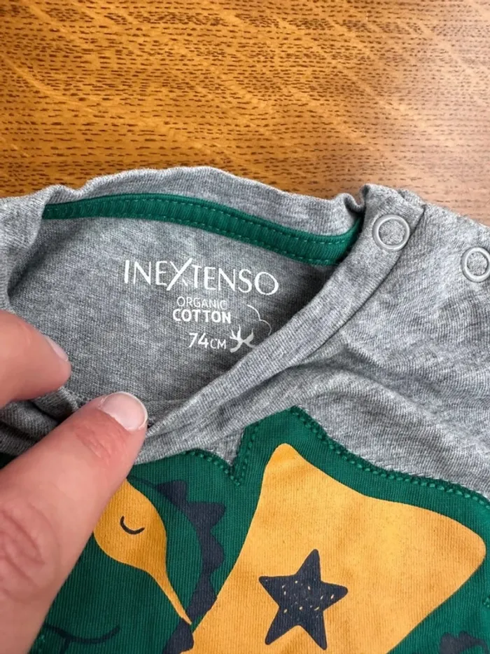 T-shirt manche longue gris et vert 9 mois - photo numéro 4