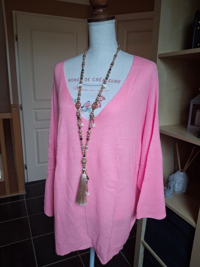 Pull fin rose bonbon grande taille neuf