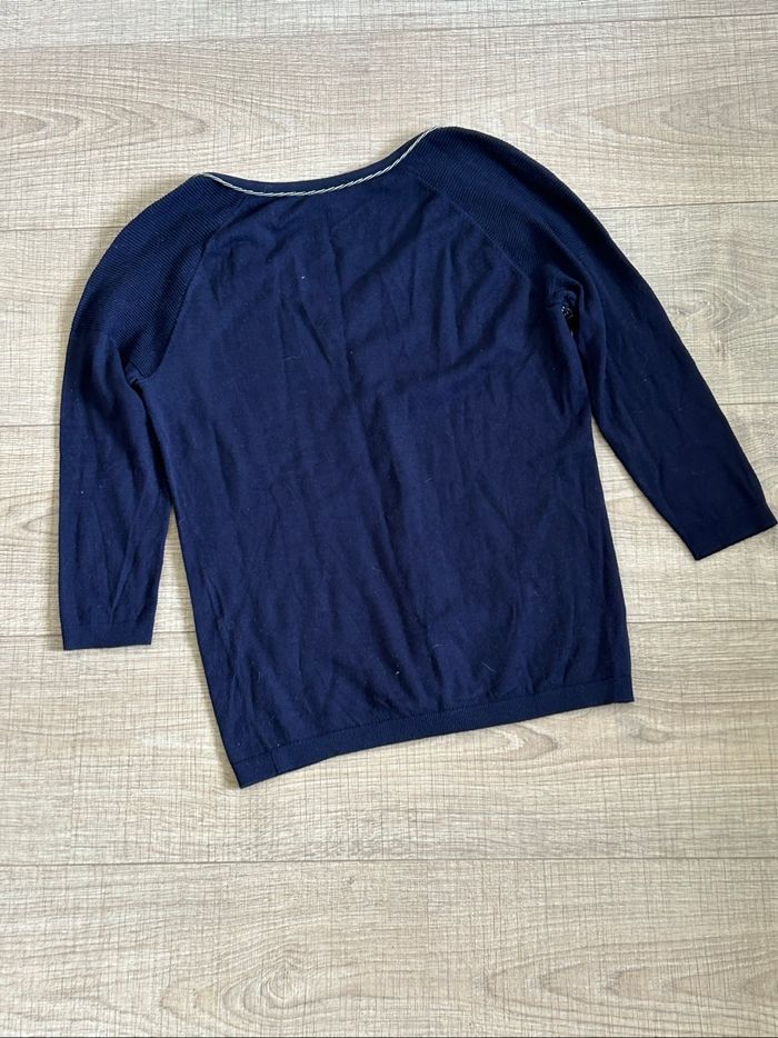 Pull bleu marine à manches courtes Morgan taille S TBE - photo numéro 8