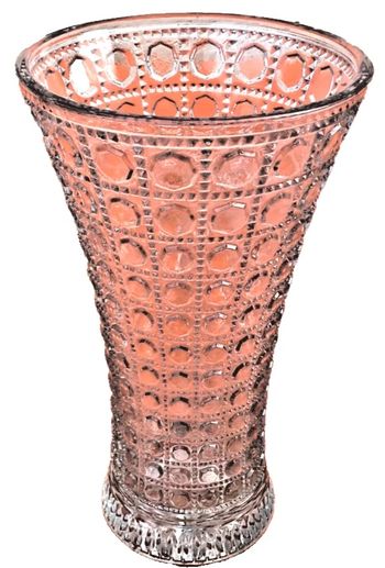 Années 1950   Grand vase   Verre transparent moulé à décor de facettes 