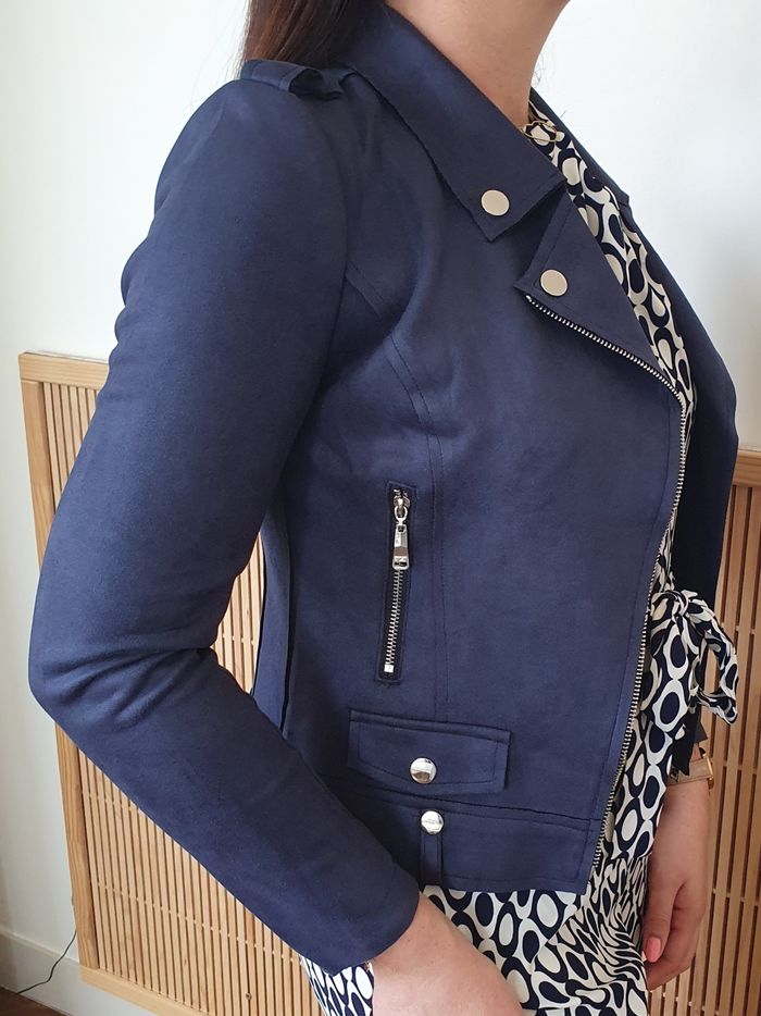 Perfecto suédine New York bleu marine Taille M - photo numéro 4
