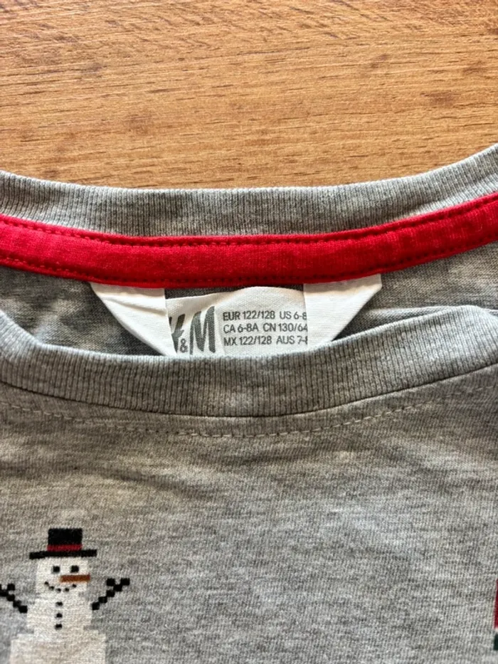 T-shirt de Noël garçon H&M 6 8 ans gris - photo numéro 2