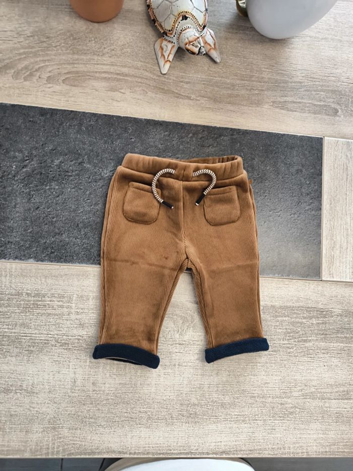 Pantalon legging polaire velours côtelé garçon 9 mois obaibi - photo numéro 2