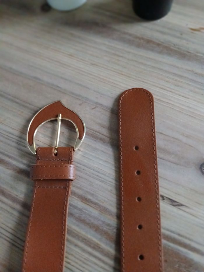 Ceinture croûte de cuir marron & doré - photo numéro 2