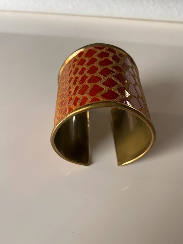 Bracelet manchette fantaisie aspect cuir - photo numéro 2