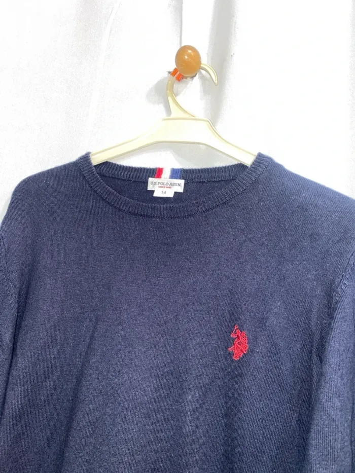 Pull bleu marine US Polo coton/cachemire taille 14 - n16n - photo numéro 3