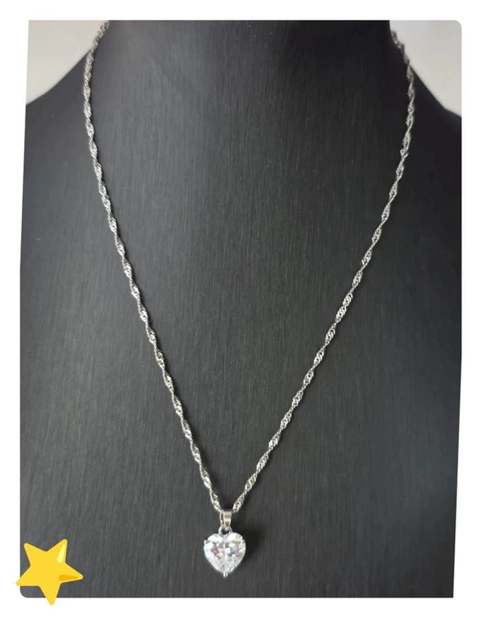 Collier acier inoxydable chirurgical 316L pendentif cœur 316L argenté - photo numéro 3