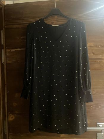 Robe noire courte pois doré