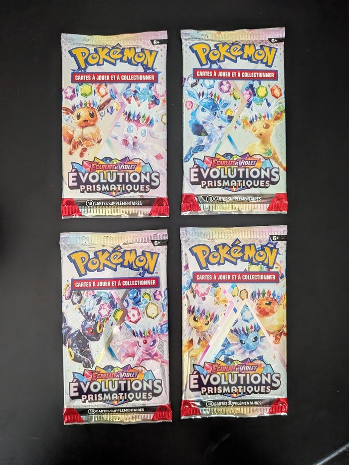 Pokémon Artset 4 Boosters Évolution prismatique Ev 8.5 FR Scellé