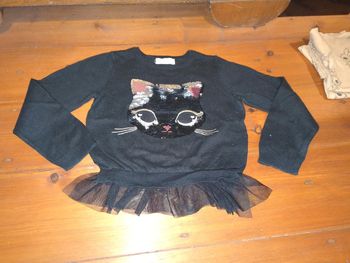 Pull chat noir sequins strass halloween tulle fille 4-6 ans h&m