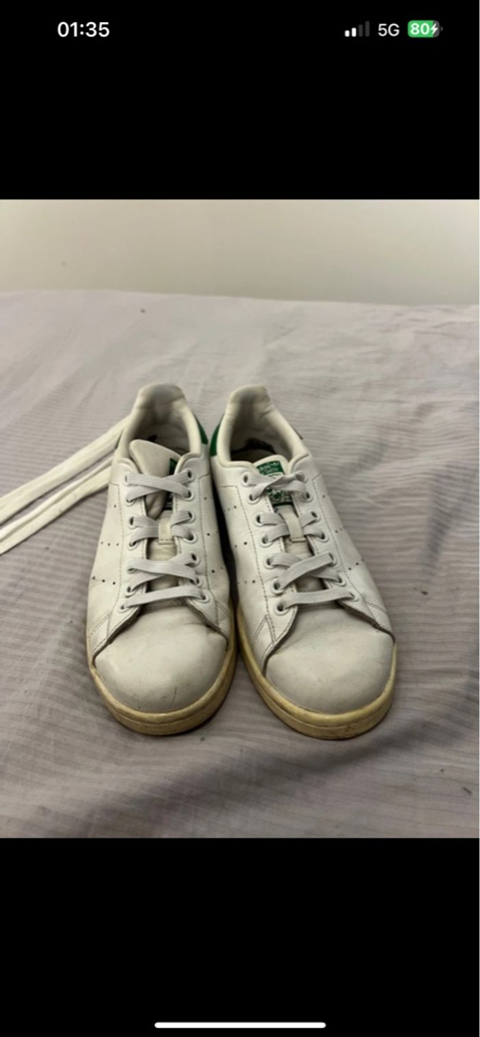 Basket adidas Stan smith blanc et vert taille 39 1/3 - photo numéro 9