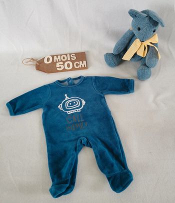 Pyjama 👣 velours, verbaudet, 0mois, grenouillère