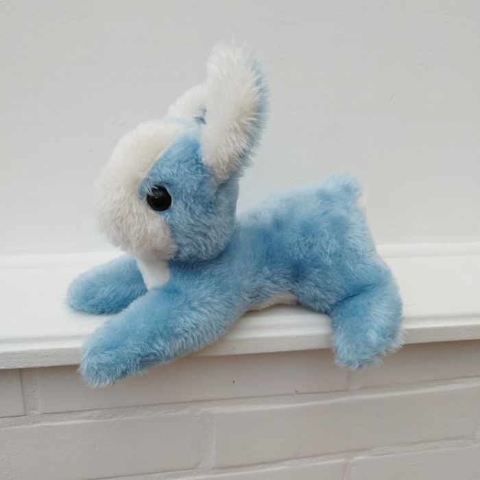 Peluche vintage lapin bleu et blanc Boulgom