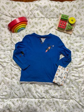 teeshirt manches longues bleu et gris 3 ans sergent major