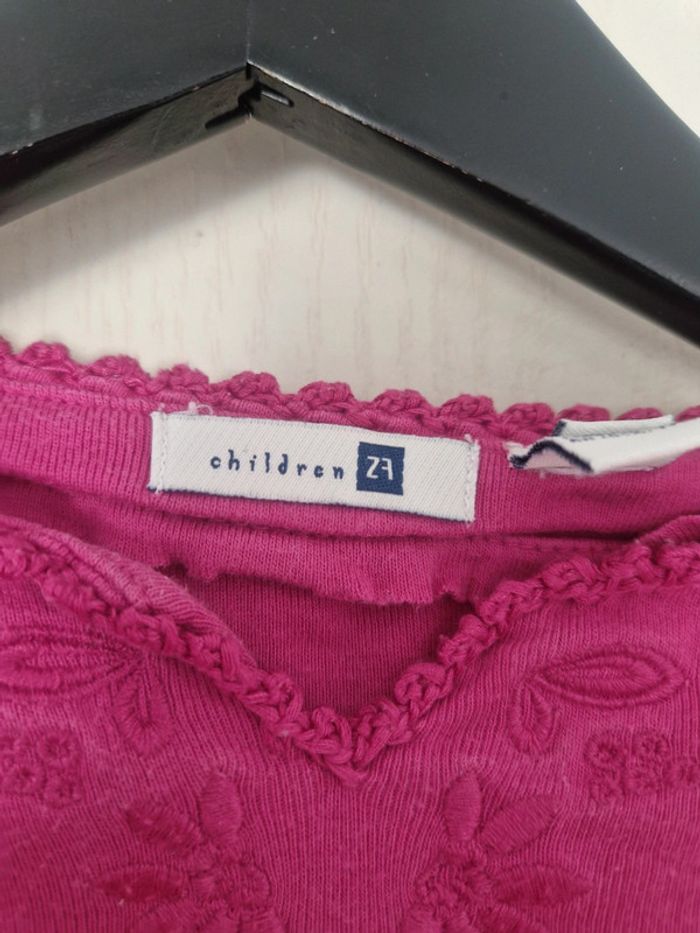 Jolie haut à manche longue rose fille zara 5 ans 100% coton - photo numéro 5